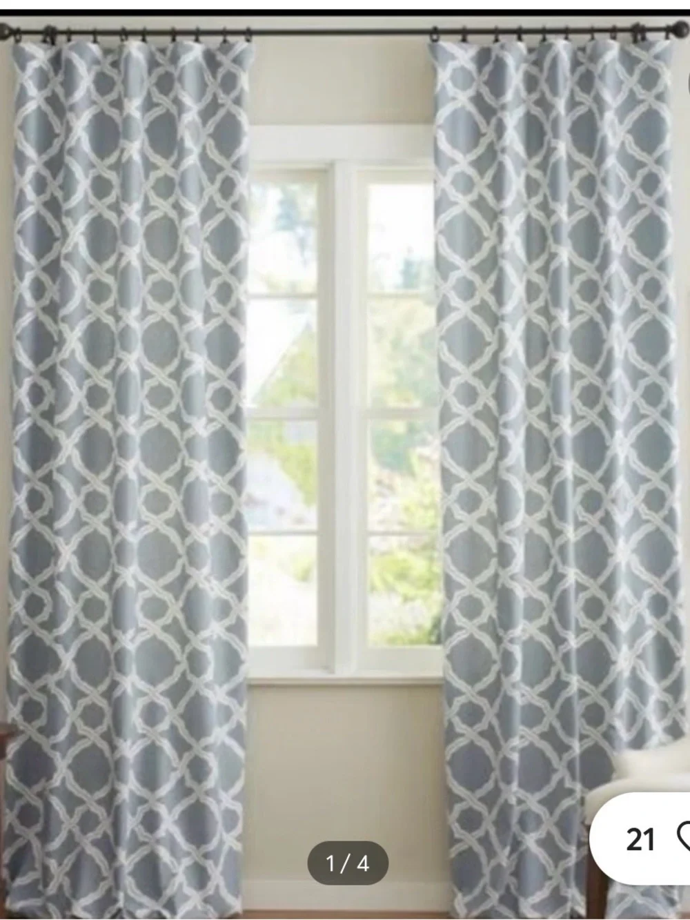 4 lined panels Kendra trellis Pottery Barn drapes